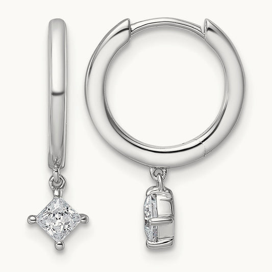 Dangle Princess Hoop Earrings, 0.25-0.50 ct tw Lab-Grown Diamond — 1/3 ct, 14K White Gold