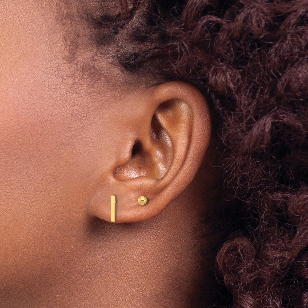 Polished Ball and Bar Earring Set — 14K Yellow Gold