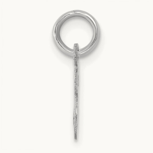 Small Script Letter E Initial Charm, 14K White Gold