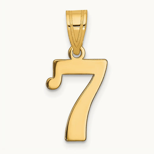 Polished Number 7 Pendant — 14K Yellow Gold, 16.85mm