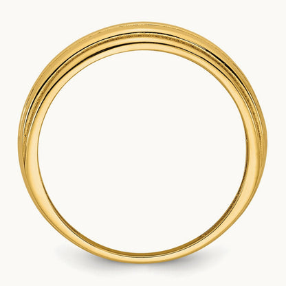 Polished Grooved Graduated Ring, 14K
