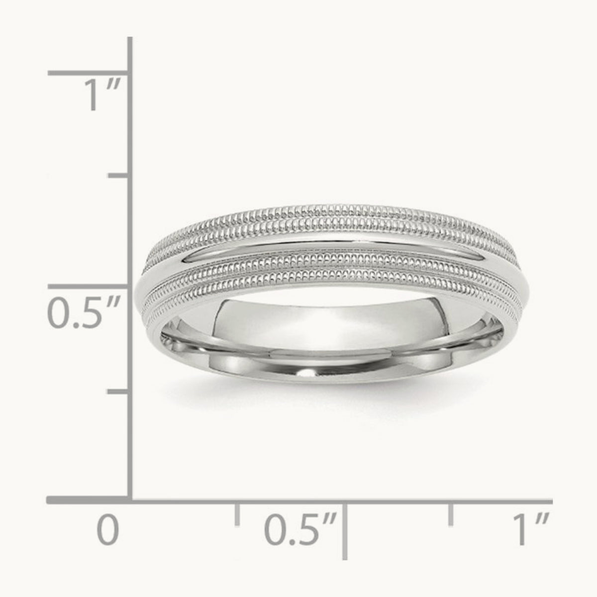 Double Milgrain Comfort Fit Band, 5mm, 10K White Gold