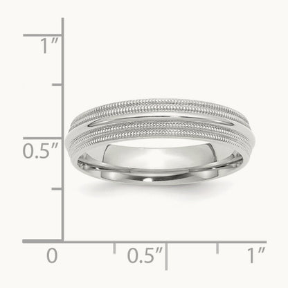 Double Milgrain Comfort Fit Band, 5mm, 10K White Gold