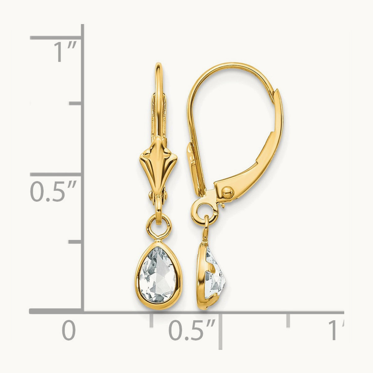 6x4mm April White Topaz Earrings, 14K