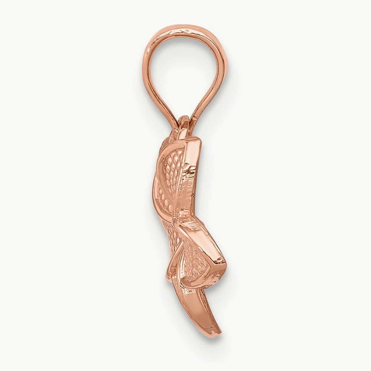 Polished Mini Plumeria Pendant — 14K Rose Gold
