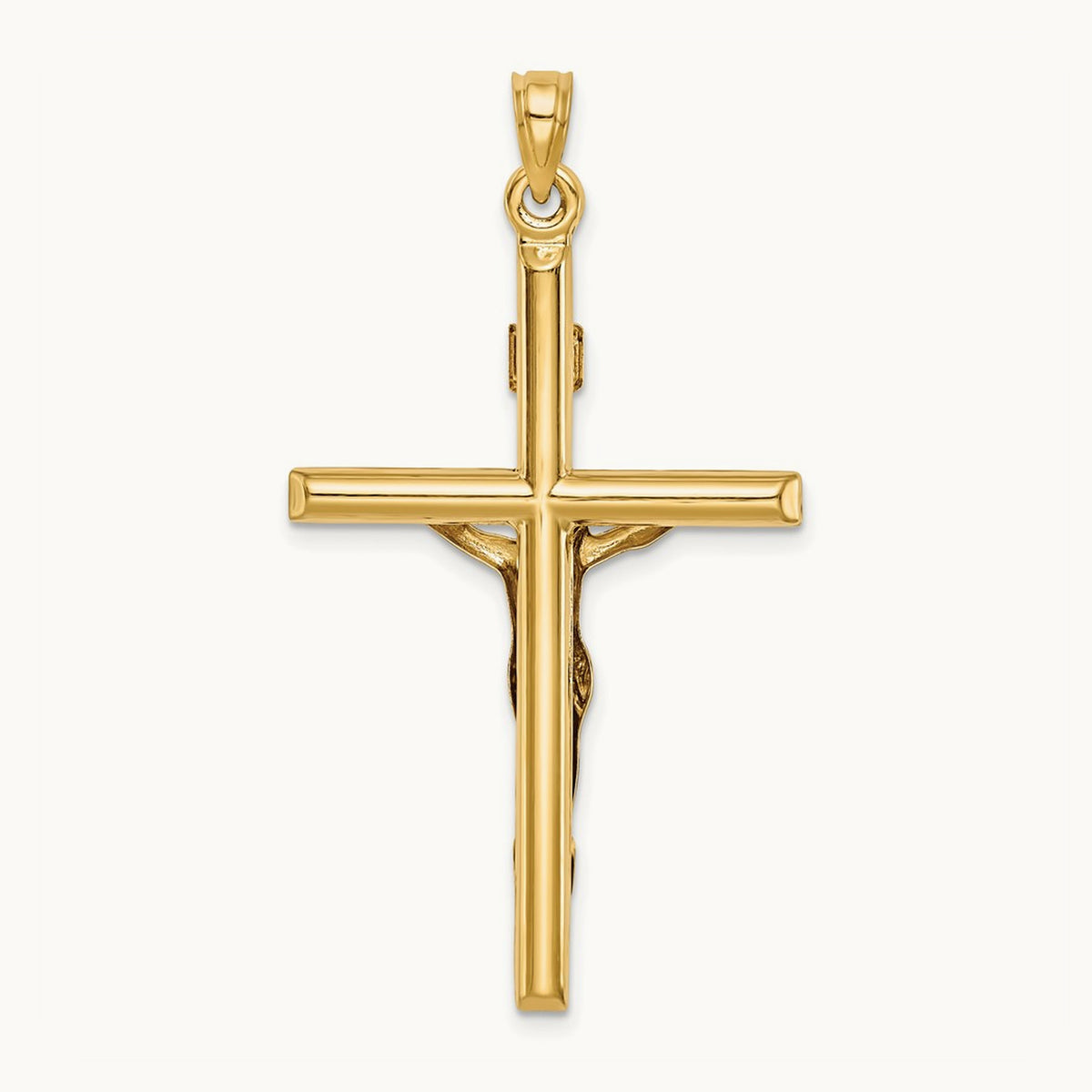 Hollow Crucifix Pendant, 14K