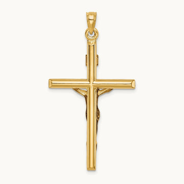 Hollow Crucifix Pendant, 14K