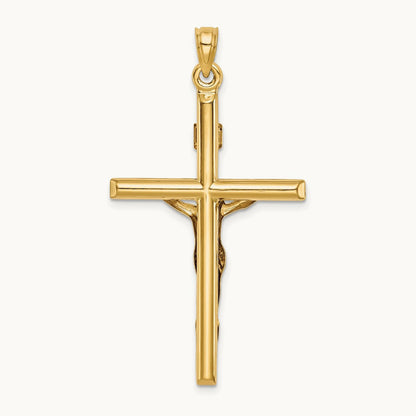 Hollow Crucifix Pendant, 14K