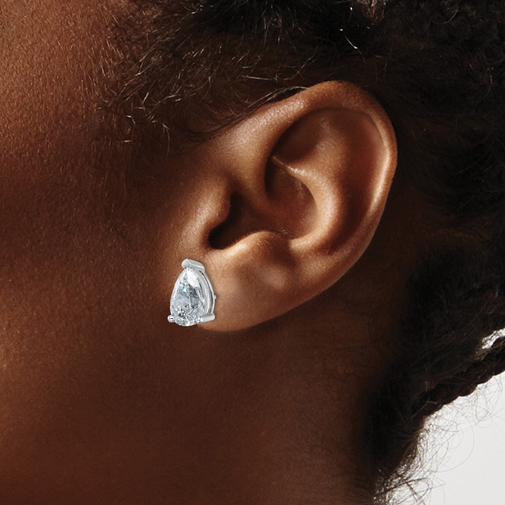 Pear 3 Prong Stud Earrings, 0.50-6.00 ct tw Lab-Grown Diamond — 6 ct, 14K White Gold