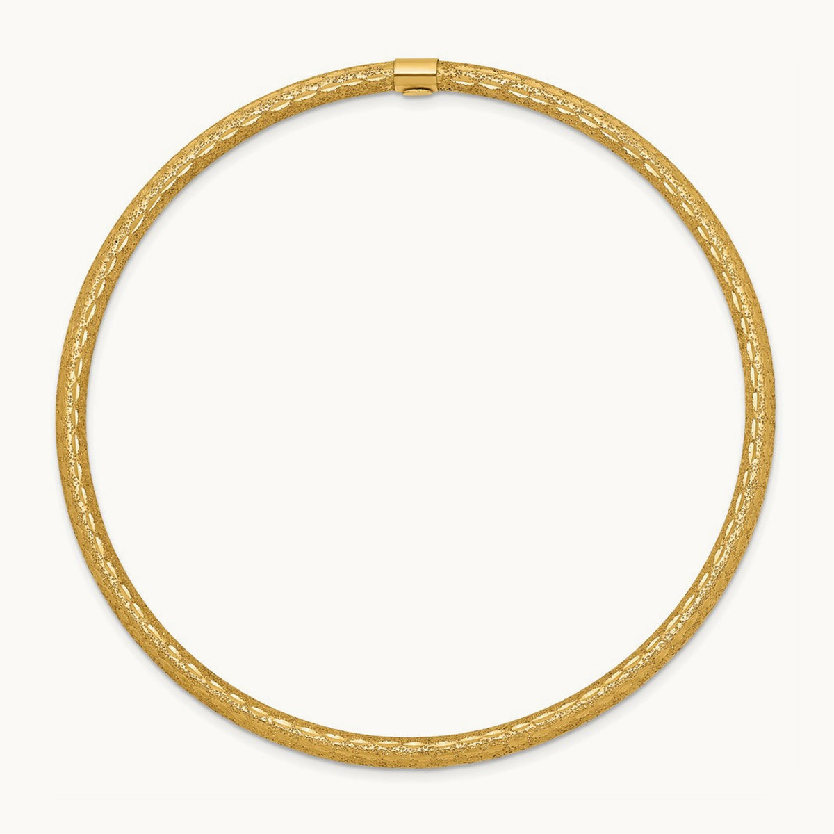 Satin Finish Diamond-cut Tube Slip-on Bangle, 3mm, 14K