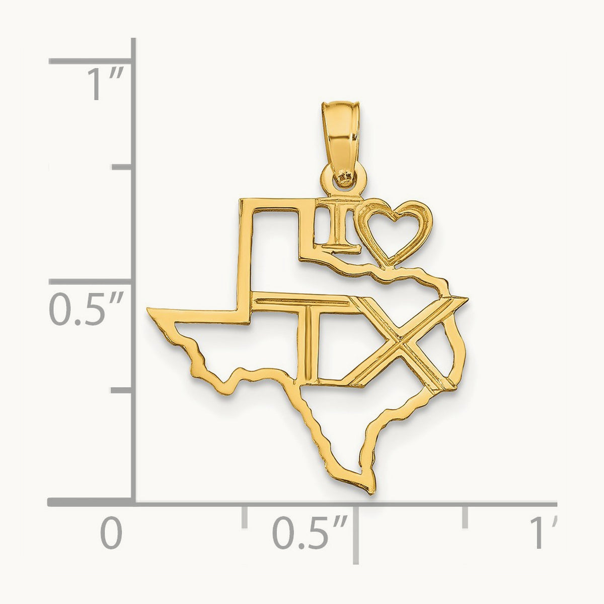 Solid Texas State Pendant, 14K