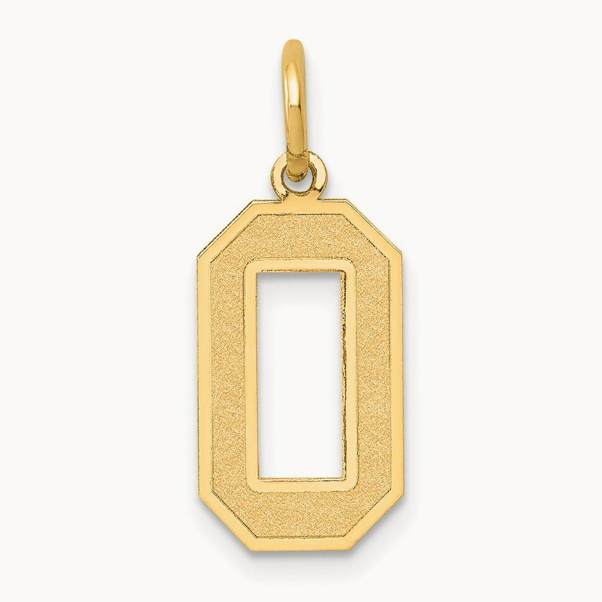 Medium Satin Number 0 Charm, 14K