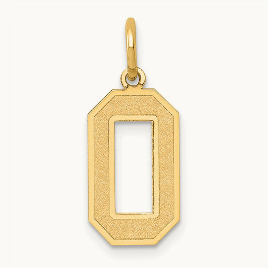 Medium Satin Number 0 Charm, 14K