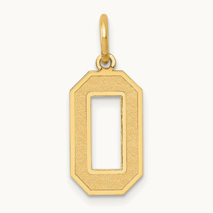 Medium Satin Number 0 Charm, 14K
