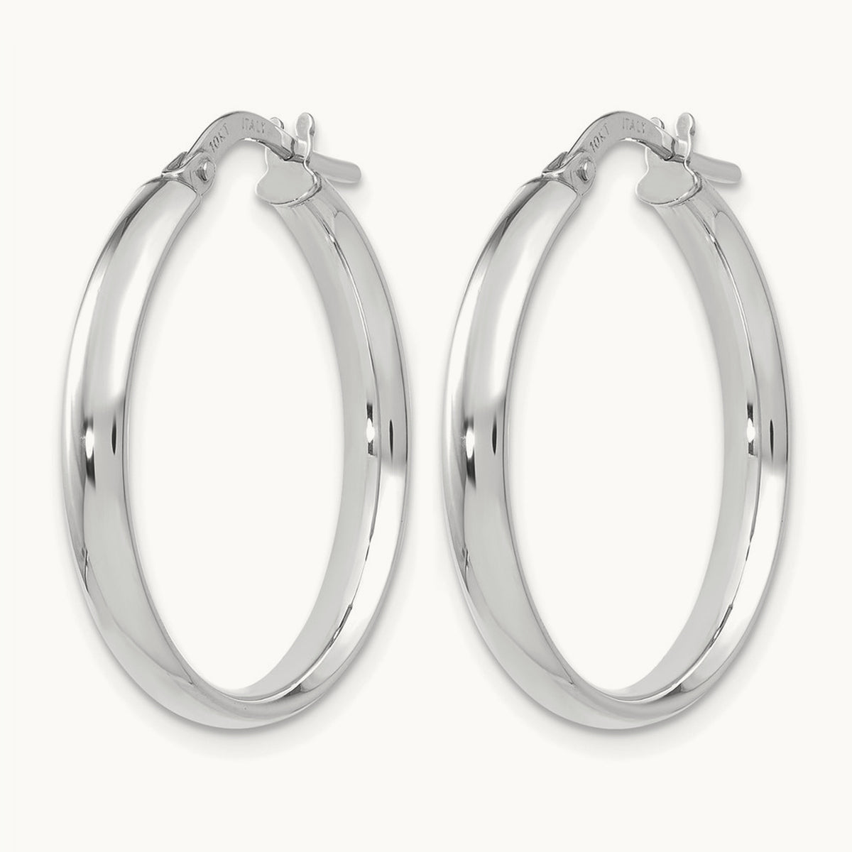 Polished Hoop Earrings, 10K White Gold — Leslie's
