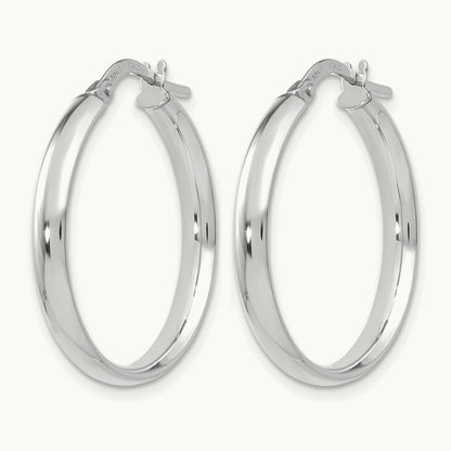 Polished Hoop Earrings, 10K White Gold — Leslie's
