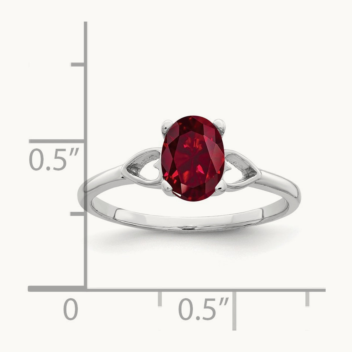 7x5mm Oval Created Ruby ring, 14K White Gold