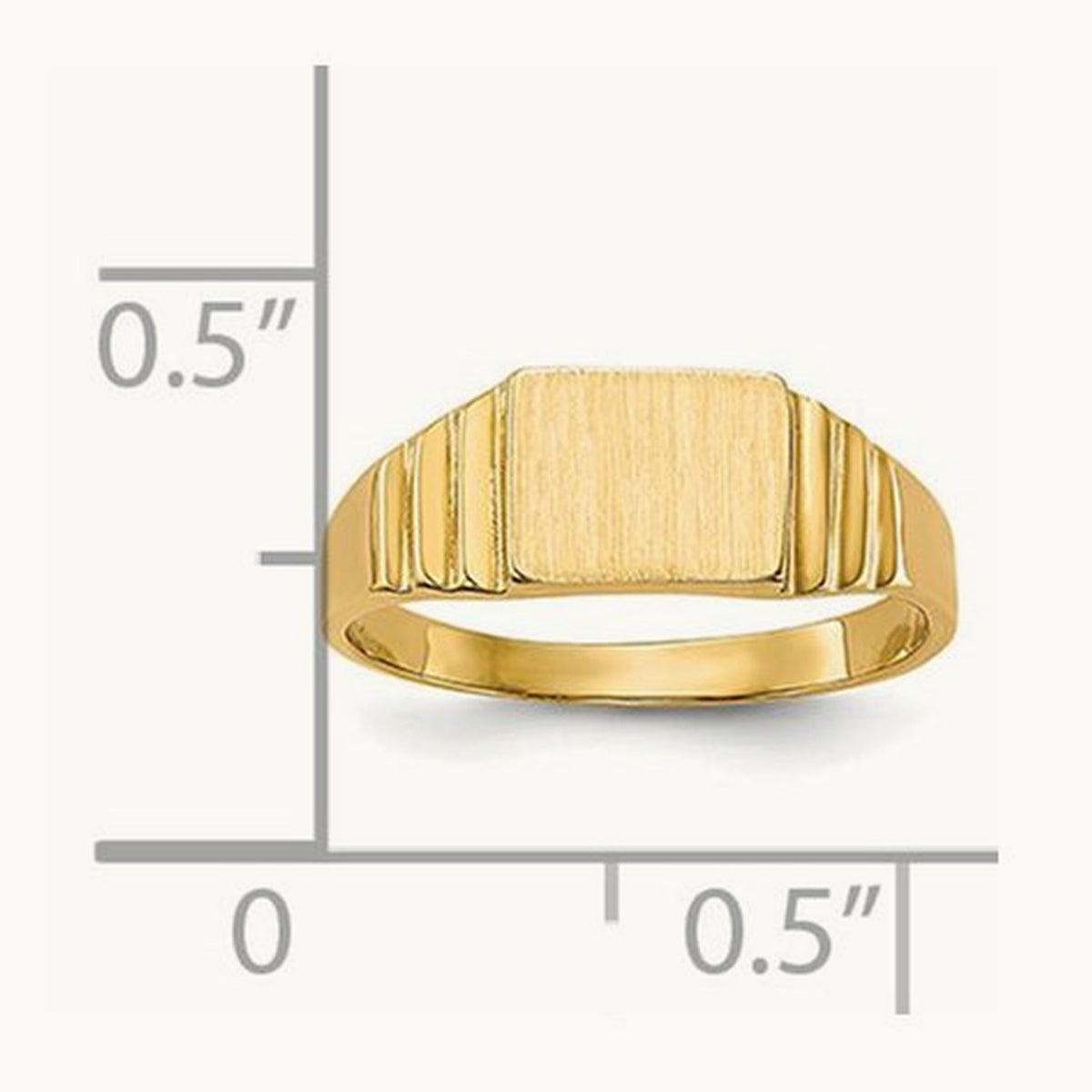 Rectangular Satin Baby Signet Ring, 14K