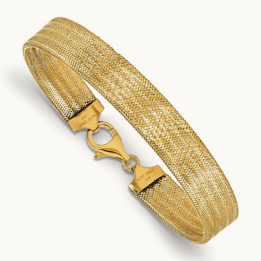 Polished Mesh Bracelet, 14K — Leslie's