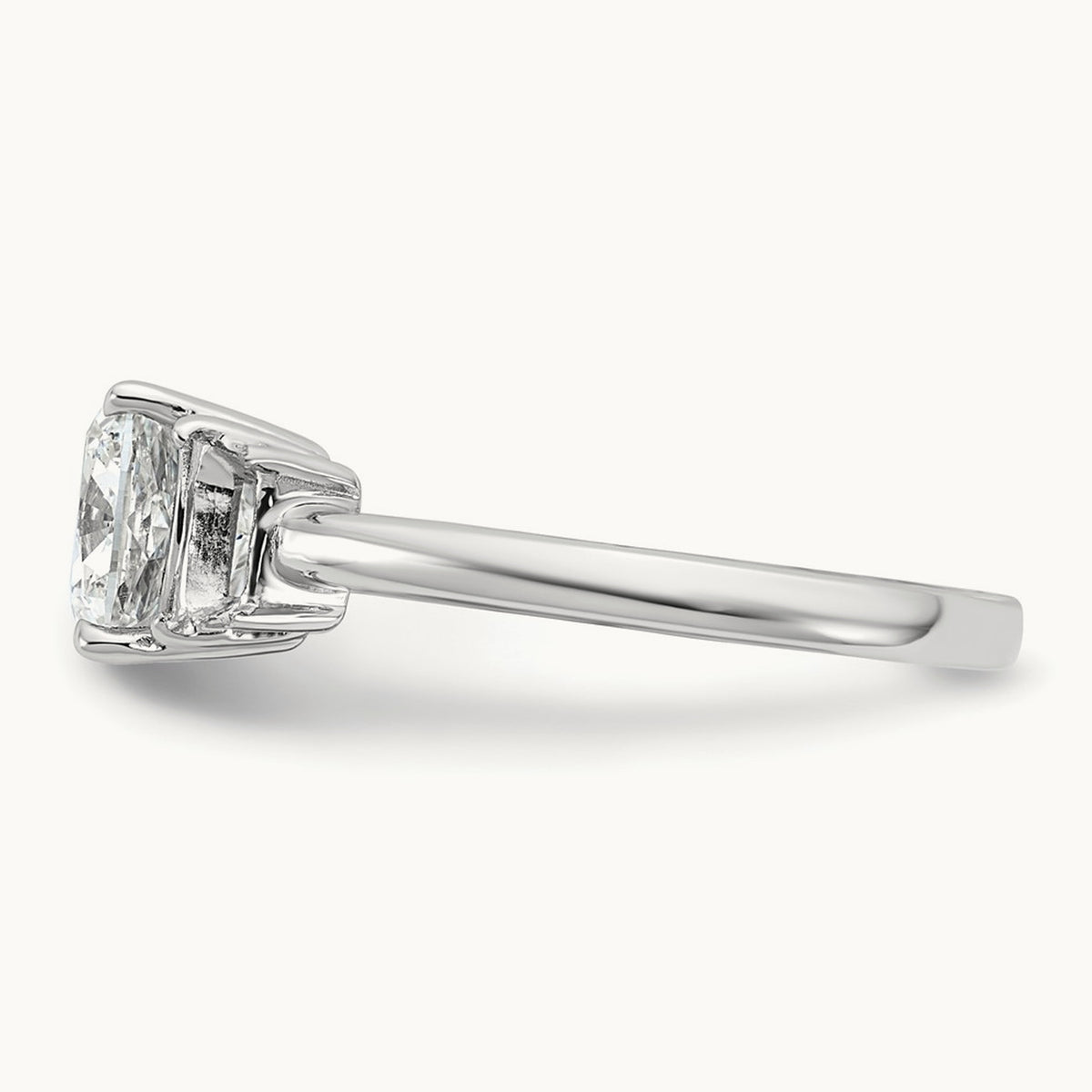 Cushion & 1/2 Moon Engagement Ring — 14K White Gold, 2 1/2 ct, 7