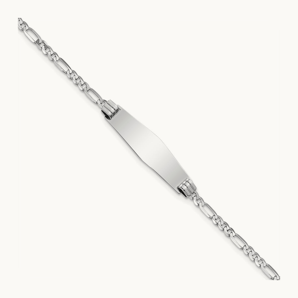 WG Soft Diamond Shape Figaro Link ID Bracelet, 14K