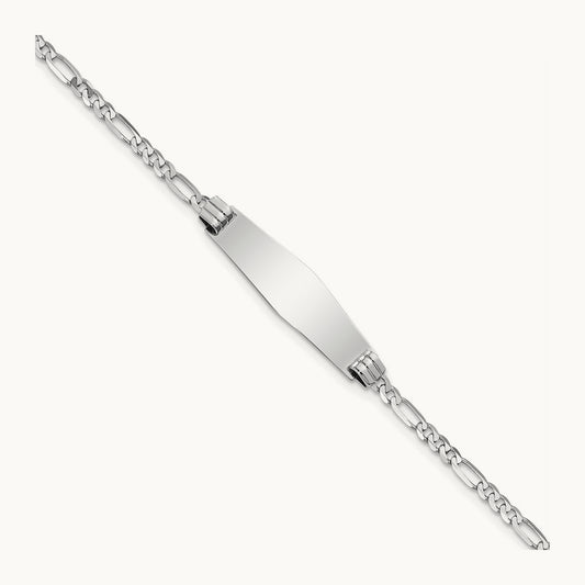 WG Soft Diamond Shape Figaro Link ID Bracelet, 14K
