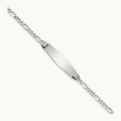 WG Soft Diamond Shape Figaro Link ID Bracelet, 14K