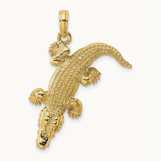3-D Alligator w/Moveable Mouth Charm, 14K