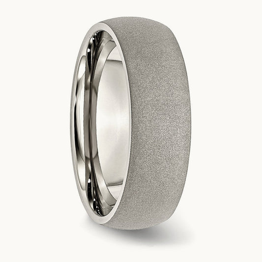 Polished w/Stone Finish Band, 7mm, Stainless Steel