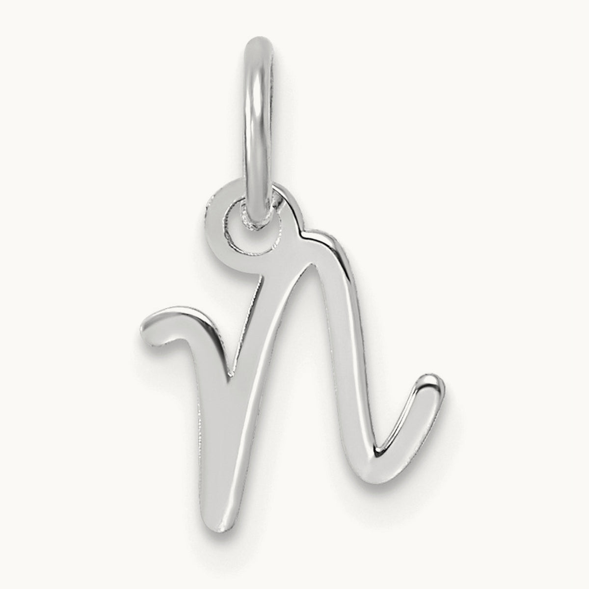 Uppercase Initial Charm — 14K White Gold, N