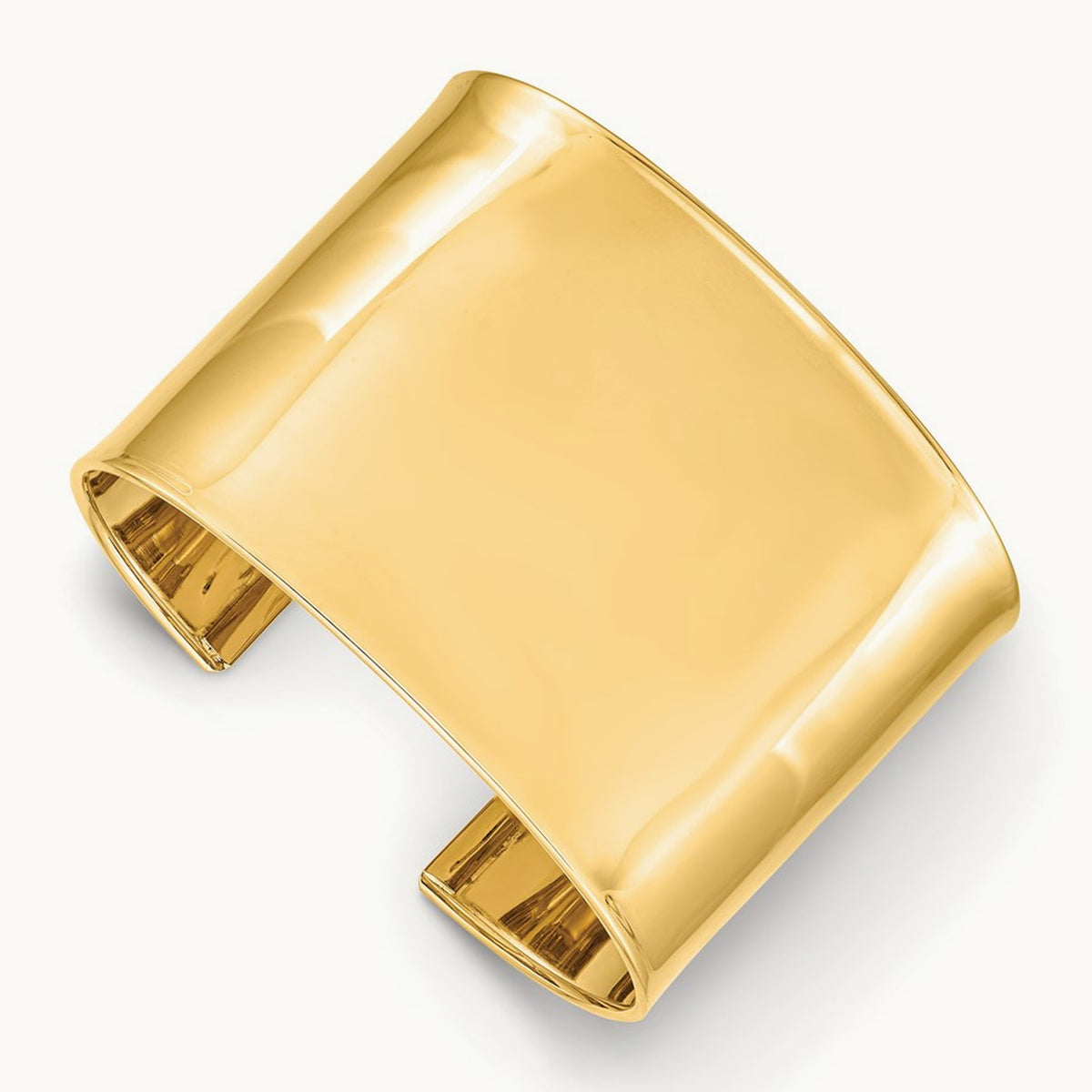 Polished Cuff Bangle — 14K Yellow Gold, 47mm