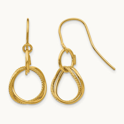 Small Twisted Circle Shepherd Hook Earrings — 14K Yellow Gold