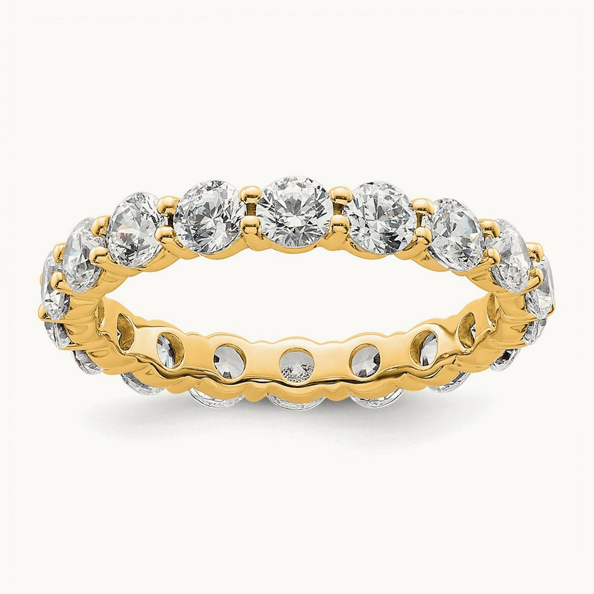 Polished Shared Prong Diamond Eternity Band — 14K Yellow Gold (3)