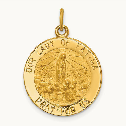 Our Lady of Fatima Medal Pendant, 14K