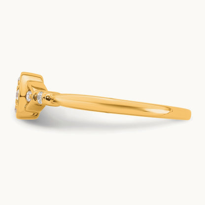 Complete Diamond Cluster Oval Engagement Ring — 14K Yellow Gold