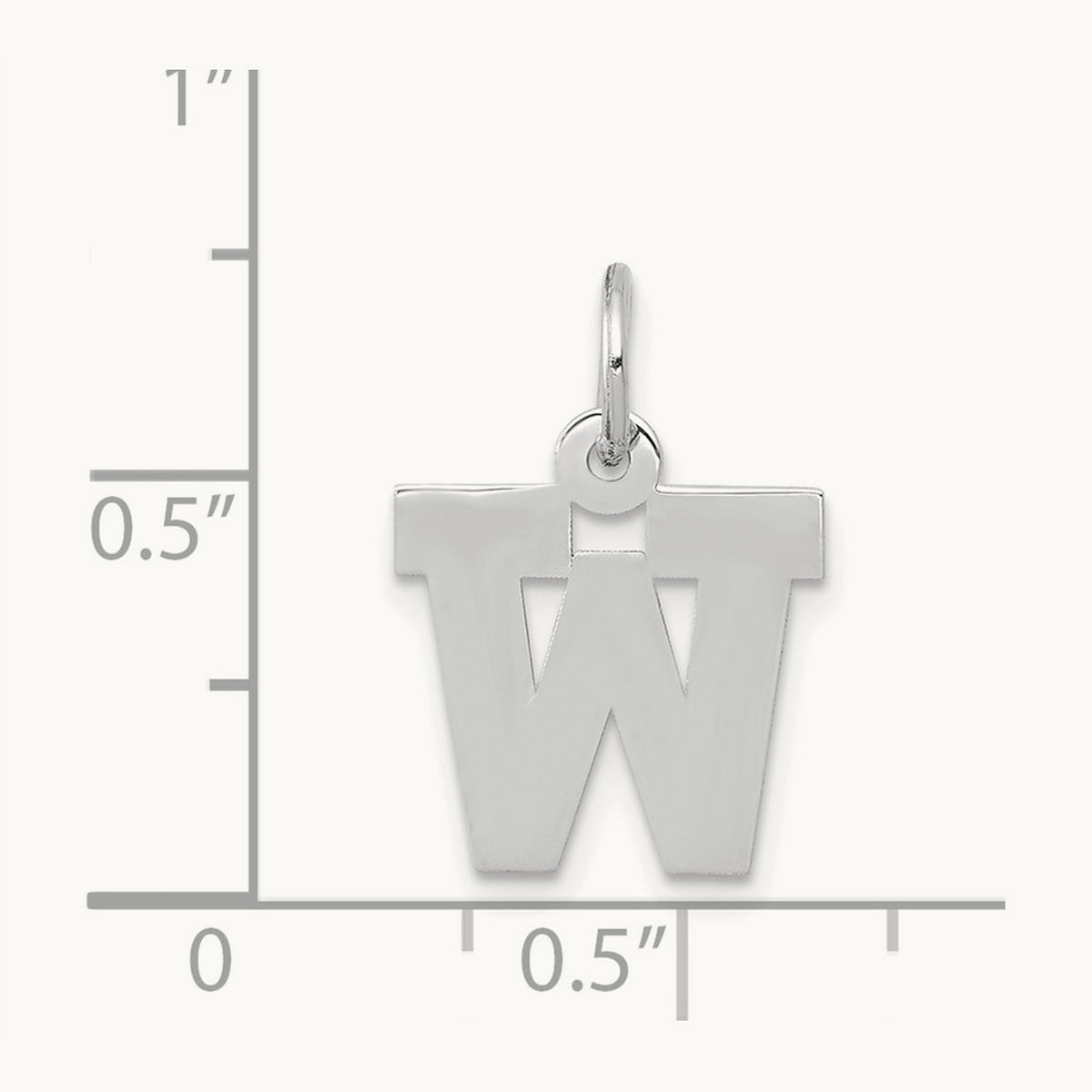 Small Block Initial Charm — 14K White Gold, W