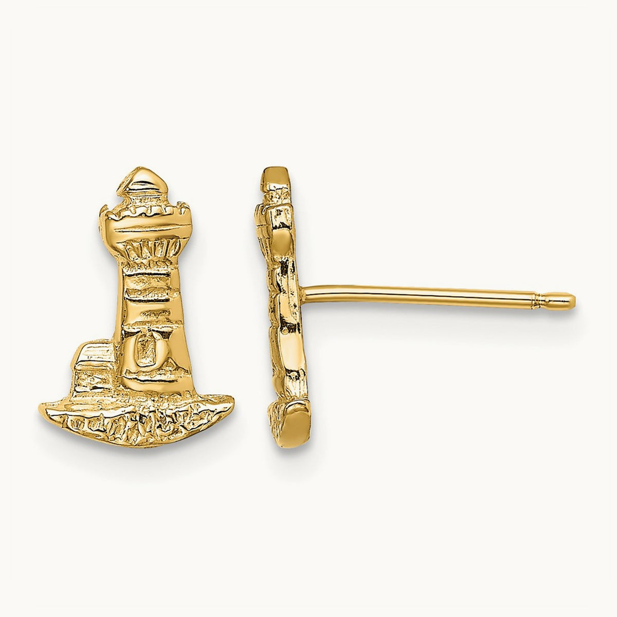 Lighthouse Post Earrings, 14K