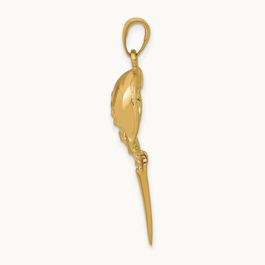 Polished Moveable Horseshoe Crab Pendant, 14K