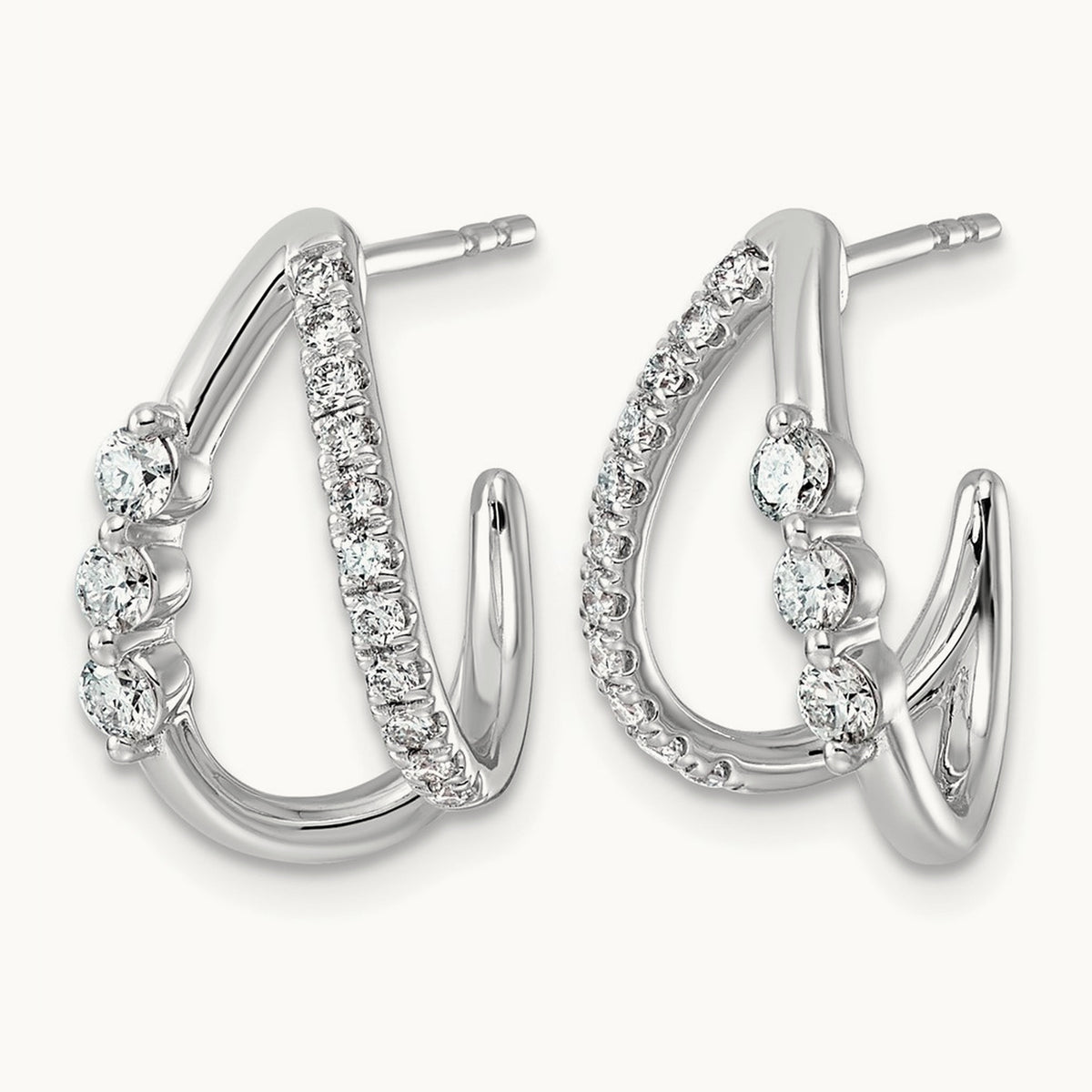 Post Fashion J-Hoop Earrings, 0.50 ct tw Lab-Grown Diamond