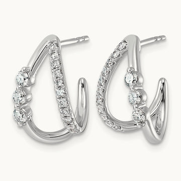 Post Fashion J-Hoop Earrings, 0.50 ct tw Lab-Grown Diamond