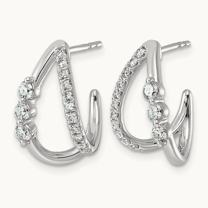 Post Fashion J-Hoop Earrings, 0.50 ct tw Lab-Grown Diamond