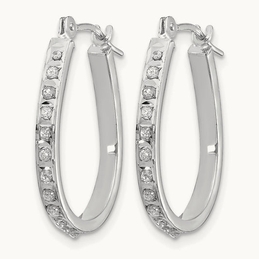 WG Diamond Fascination Daimond Dust/Accent Oval Hoop Earrings, 14K