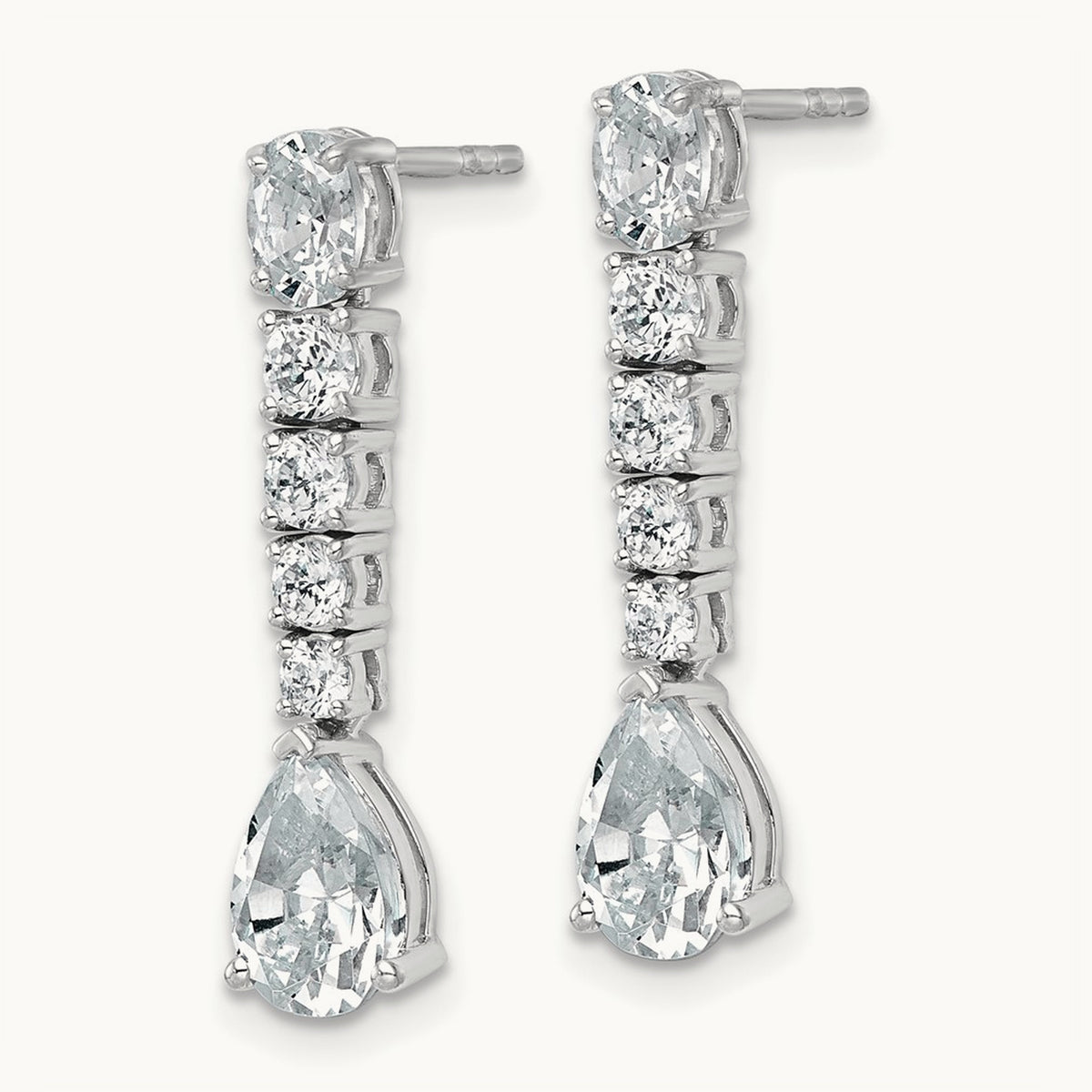 Fashion Dangle Post Earrings, 2.50 ct tw Lab-Grown Diamond — 14K White Gold