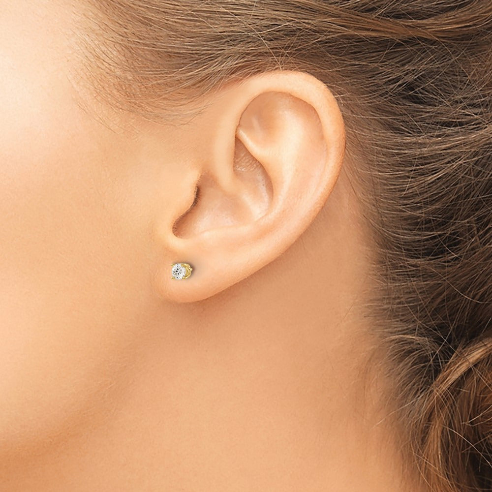 Round Diamond Stud Earrings — 14K Yellow Gold, 0.54 ct tw, I1 J-K · push back