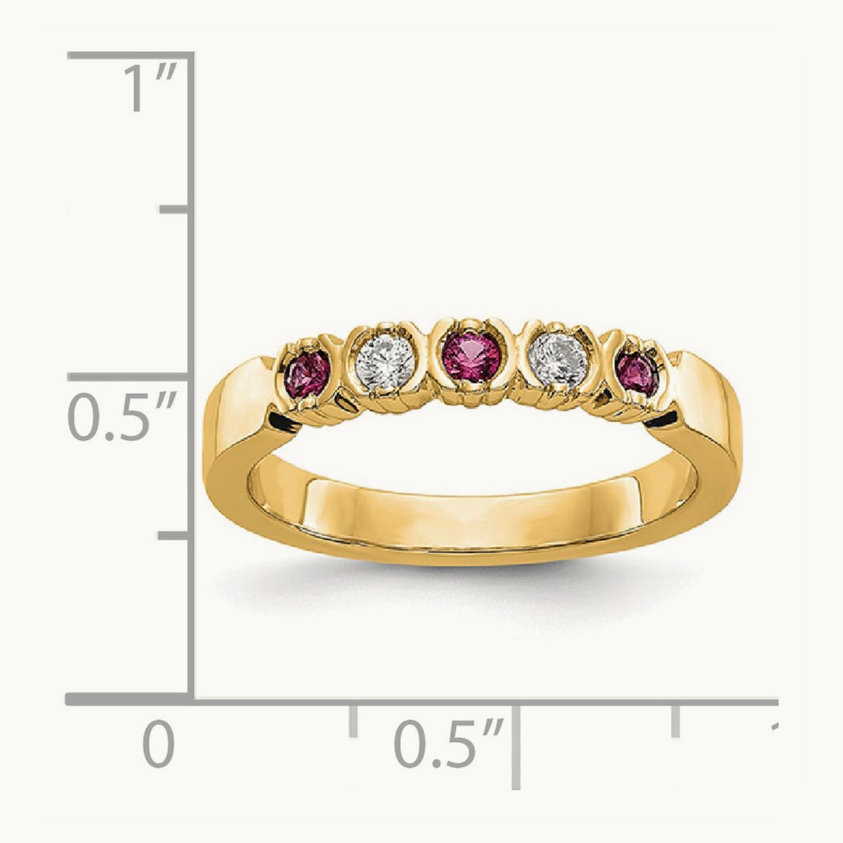 Diamond with Ruby Band — 14K Yellow Gold, 7