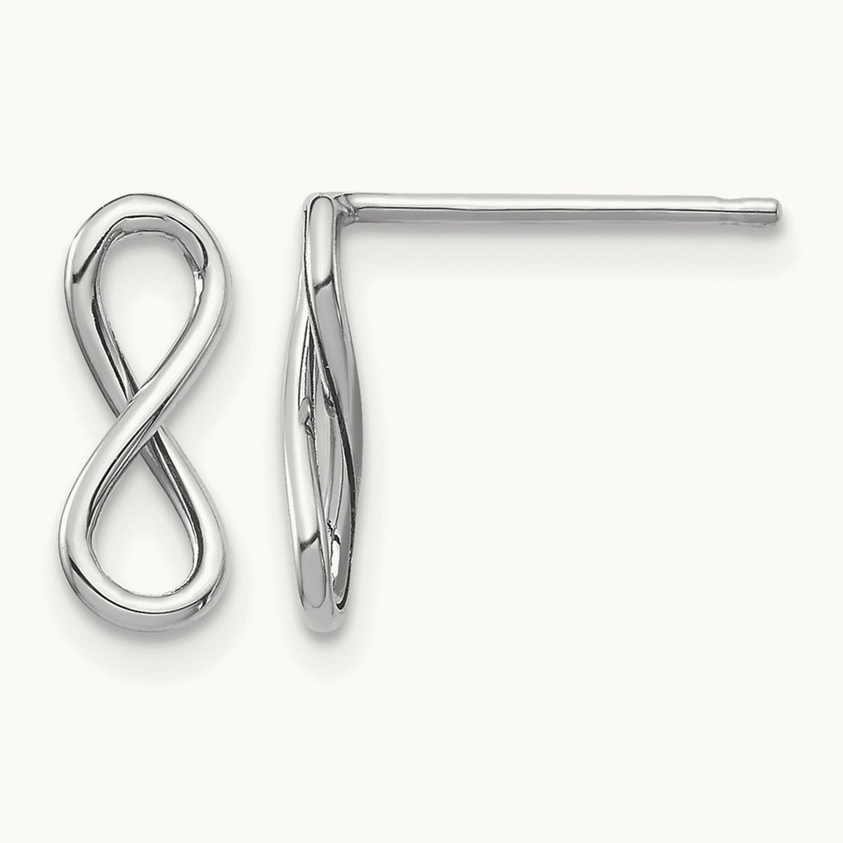 Polished Infinity Post Earrings — 14K White Gold