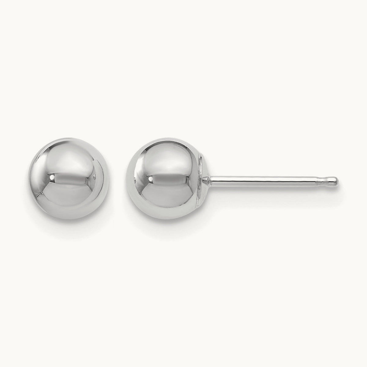Polished Ball Post Earrings — 10K White Gold, 4mm