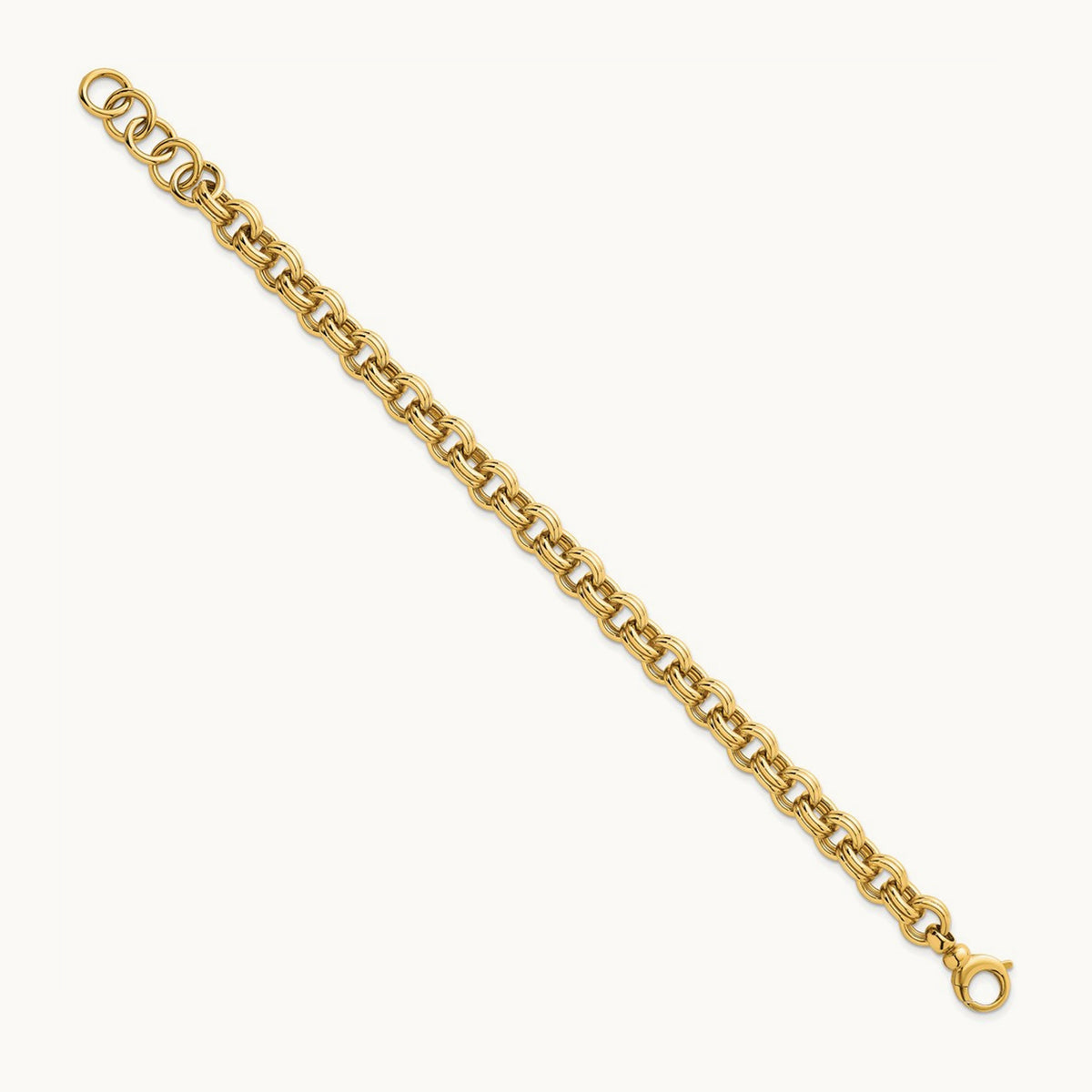 Polished Open Link 7.5in w/.75in ext. Bracelet, 14K