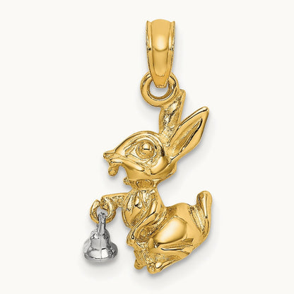 Moveable 3-D Bunny Rabbit Charm, 14K Two-tone
