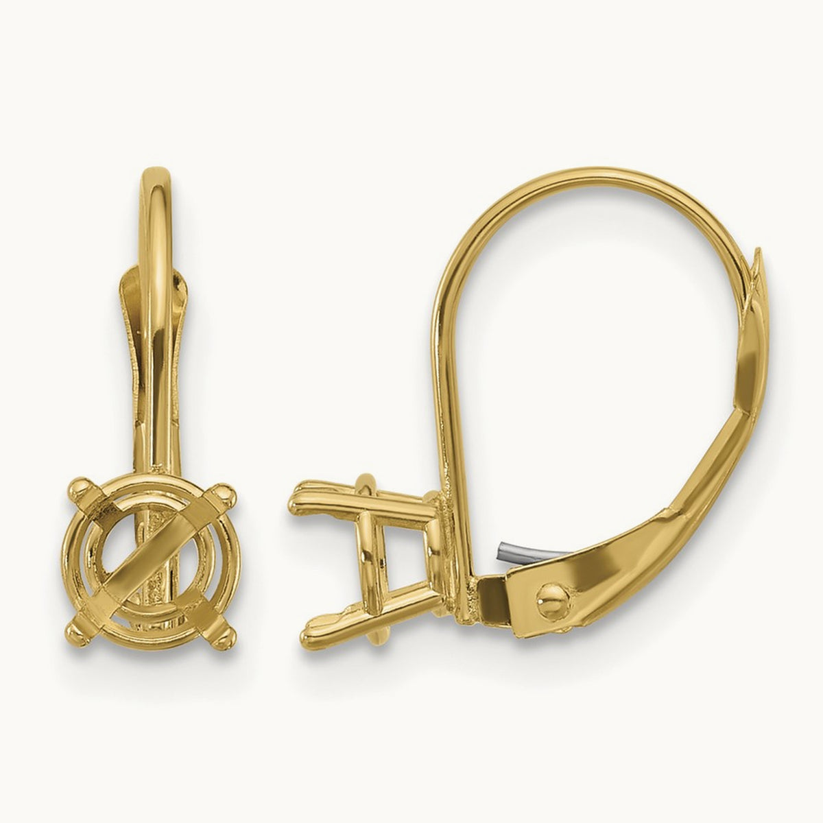 Round Leverback Earring Mounting, 5mm, 14K